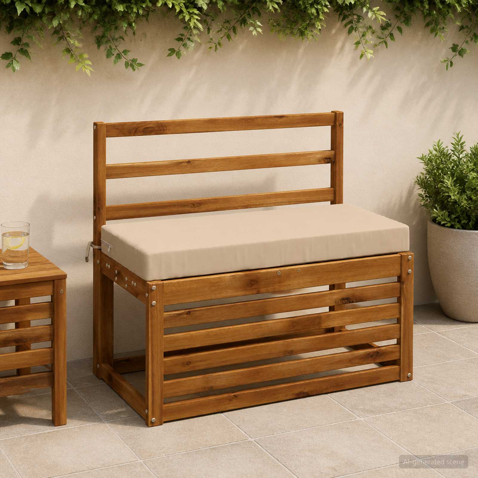 Μαξιλάρι πάγκου SOEST 100% Πολυεστέρας Κρεμ 80 x 40 x 8 cm - Pakobazaar
