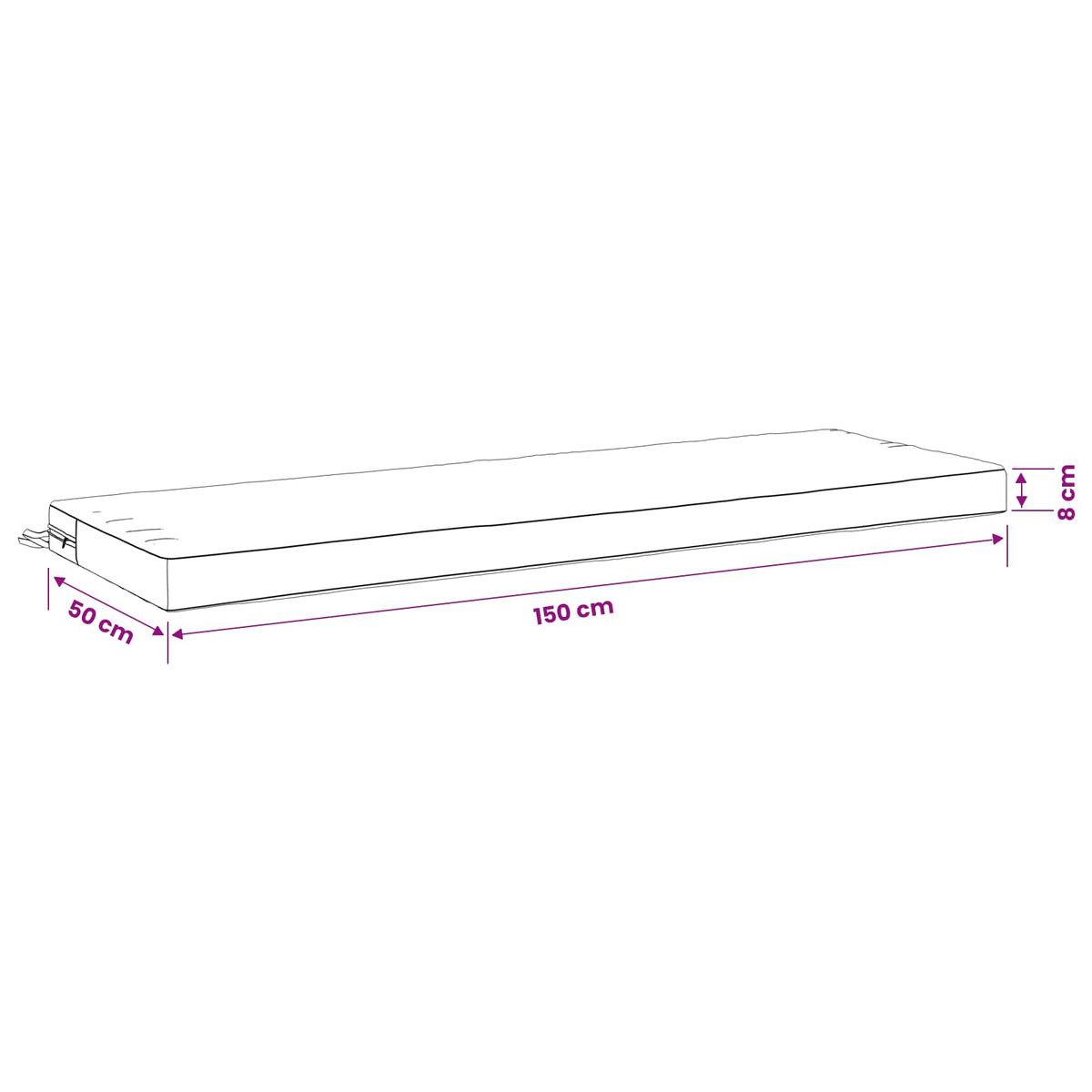 Μαξιλάρι πάγκου SOEST 100% Πολυεστέρας Μαύρο 150 x 50 x 8 εκ - Pakobazaar