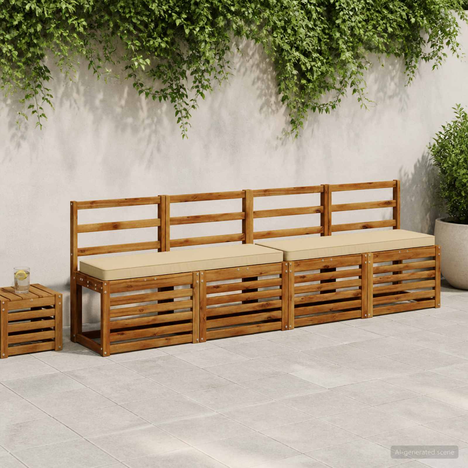 Μαξιλάρια Πάγκου 2 Τεμαχίων VUGHT 2 pcs 100% Πολυεστέρας Μπεζ