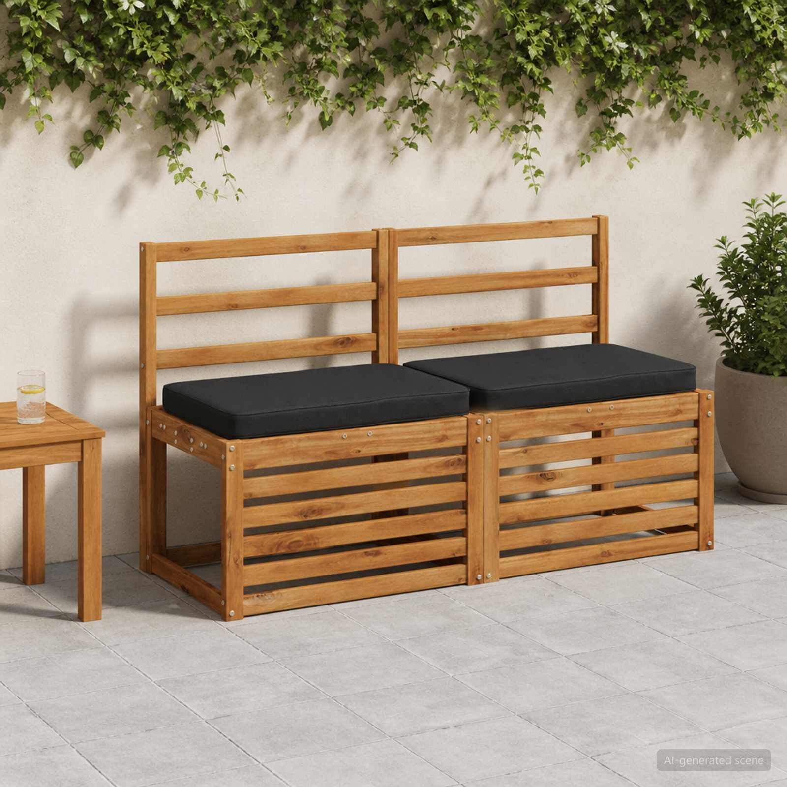 Μαξιλάρια Πάγκου 2 Τεμαχίων VUGHT 2 pcs 100% Πολυεστέρας Μαύρο - Pakobazaar