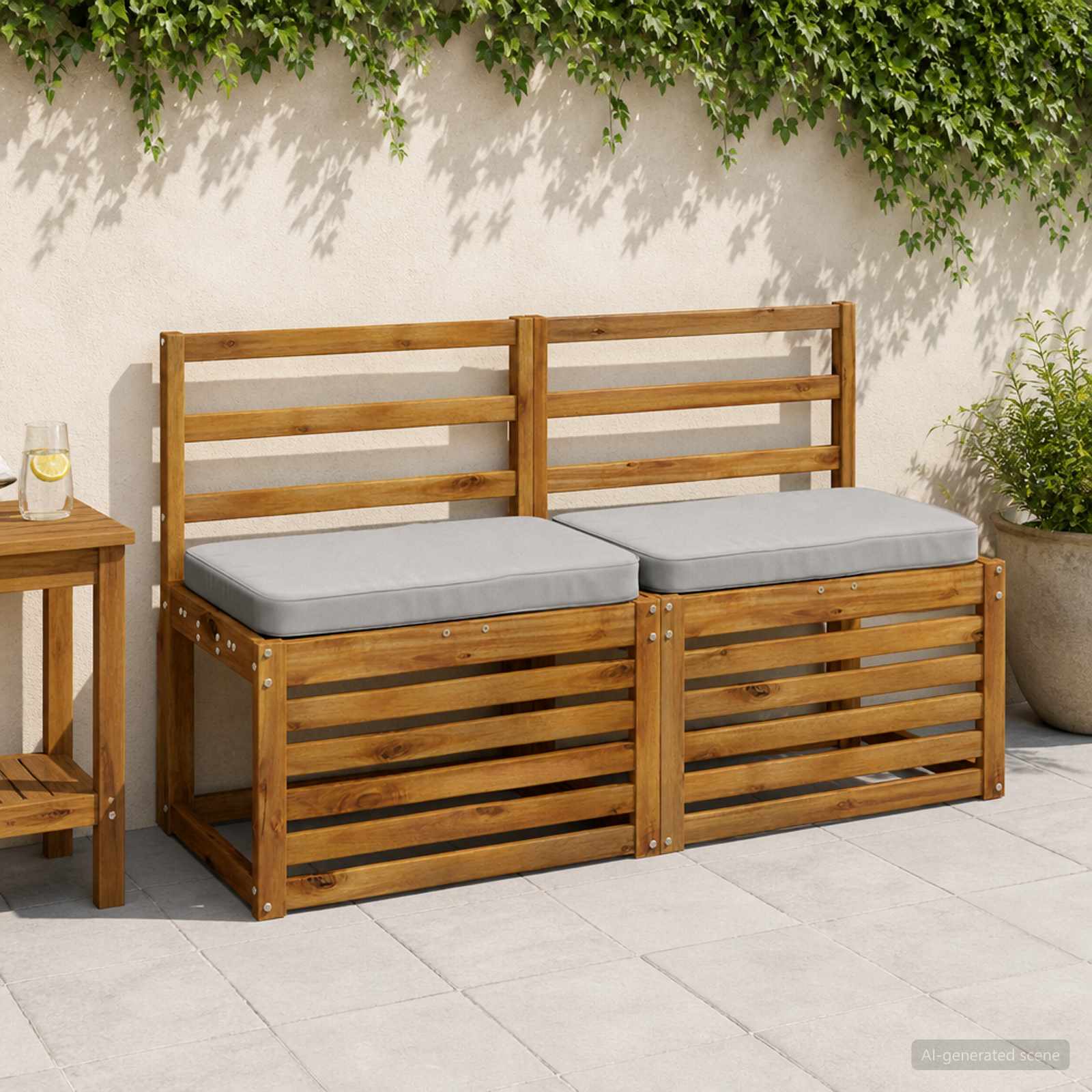 Μαξιλάρια Πάγκου 2 Τεμαχίων VUGHT 2 pcs 100% Πολυεστέρας Γκρι