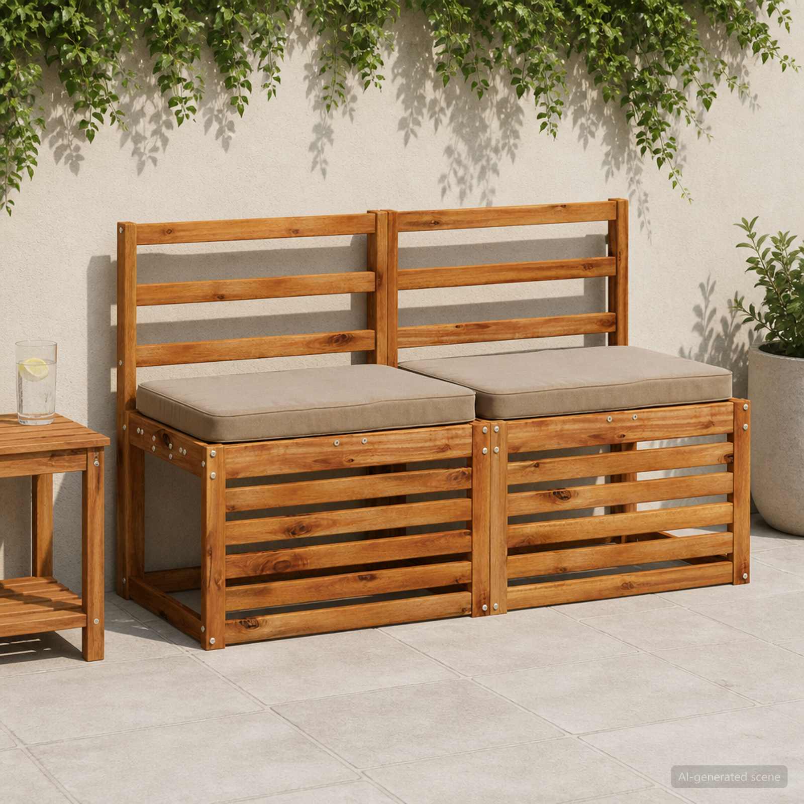 Μαξιλάρια Πάγκου 2 Τεμαχίων VUGHT 2 pcs 100% Πολυεστέρας Taupe