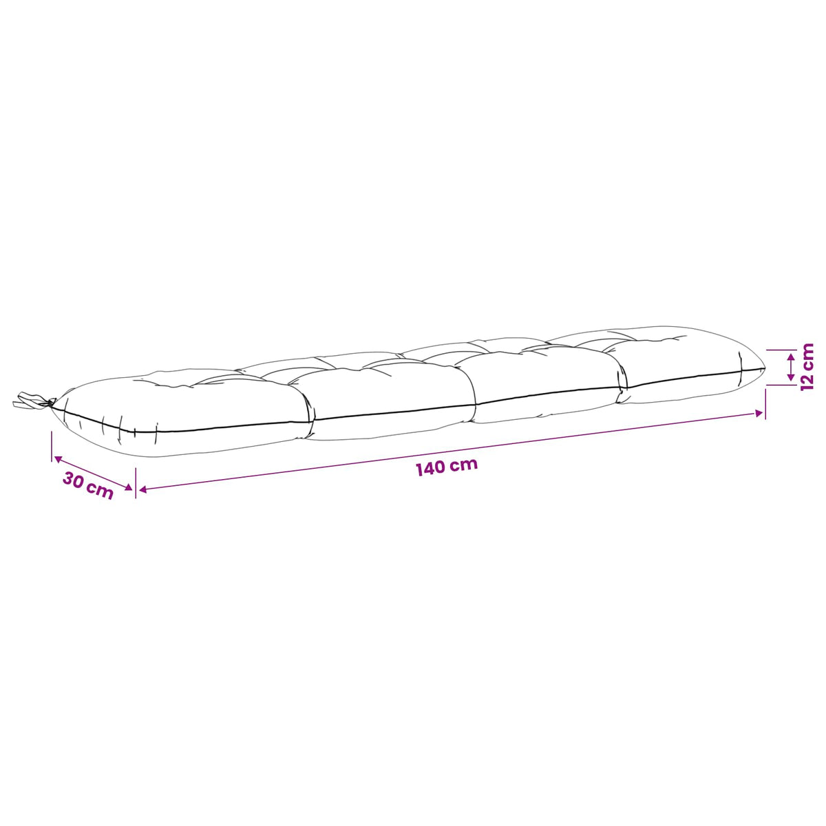 Μαξιλάρι πάγκου VIANEN 100% Πολυεστέρας Μπλε 140 x 30 x 12 εκ - Pakobazaar