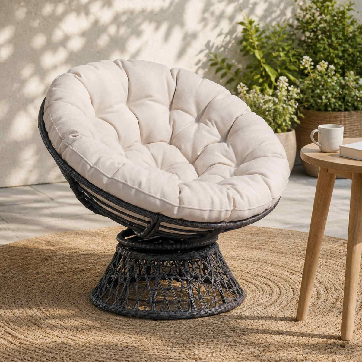 Μαξιλάρι Papasan VIANEN 100% Πολυεστέρας Λευκό Ø 130 x 12 εκ.