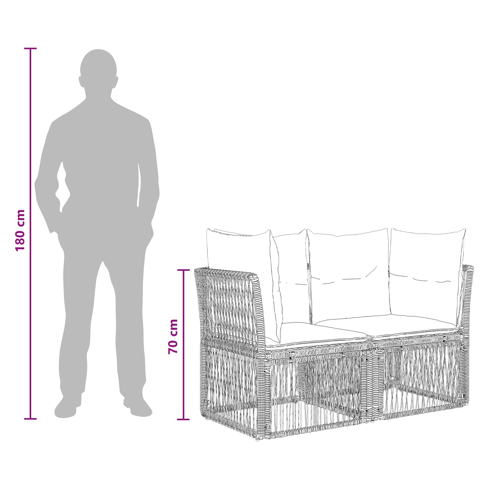Σετ Καναπέ Κήπου 6 τμχ. Μαύρο συνθετικό ρατάν - Pakobazaar