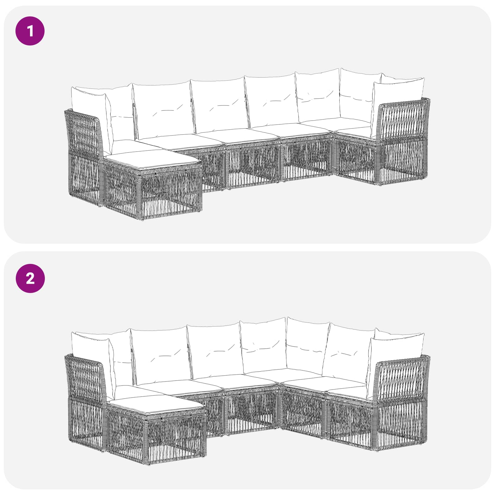 Σετ Καναπέ Κήπου 7 pcs Μαύρο συνθετικό ρατάν - Pakobazaar