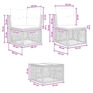 Σετ Καναπέ Κήπου 14 pcs Γκρι συνθετικό ρατάν - Pakobazaar