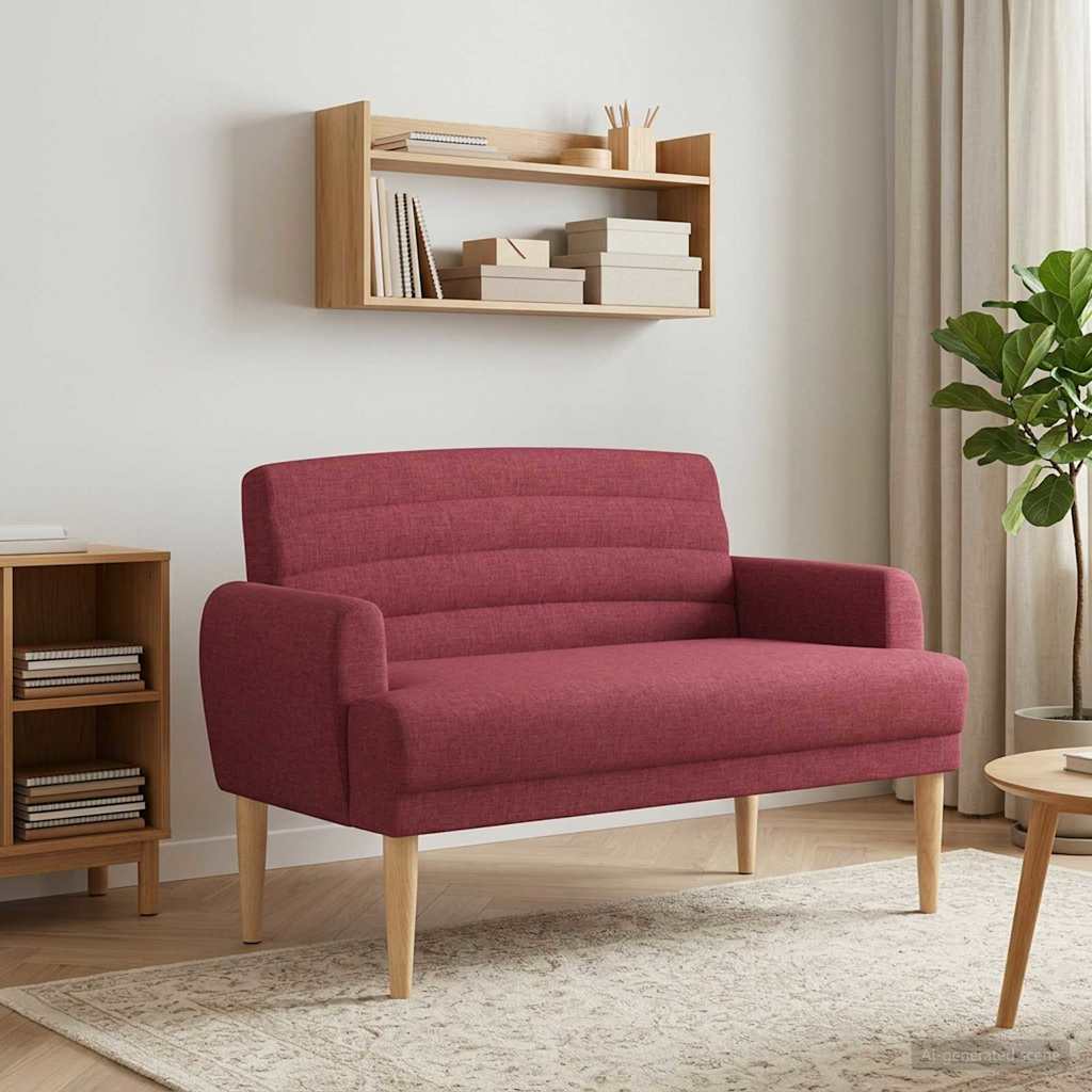 Love seat με κουμπιά Κόκκινο 116 x 67 x 80 εκ. Ύφασμα - Pakobazaar
