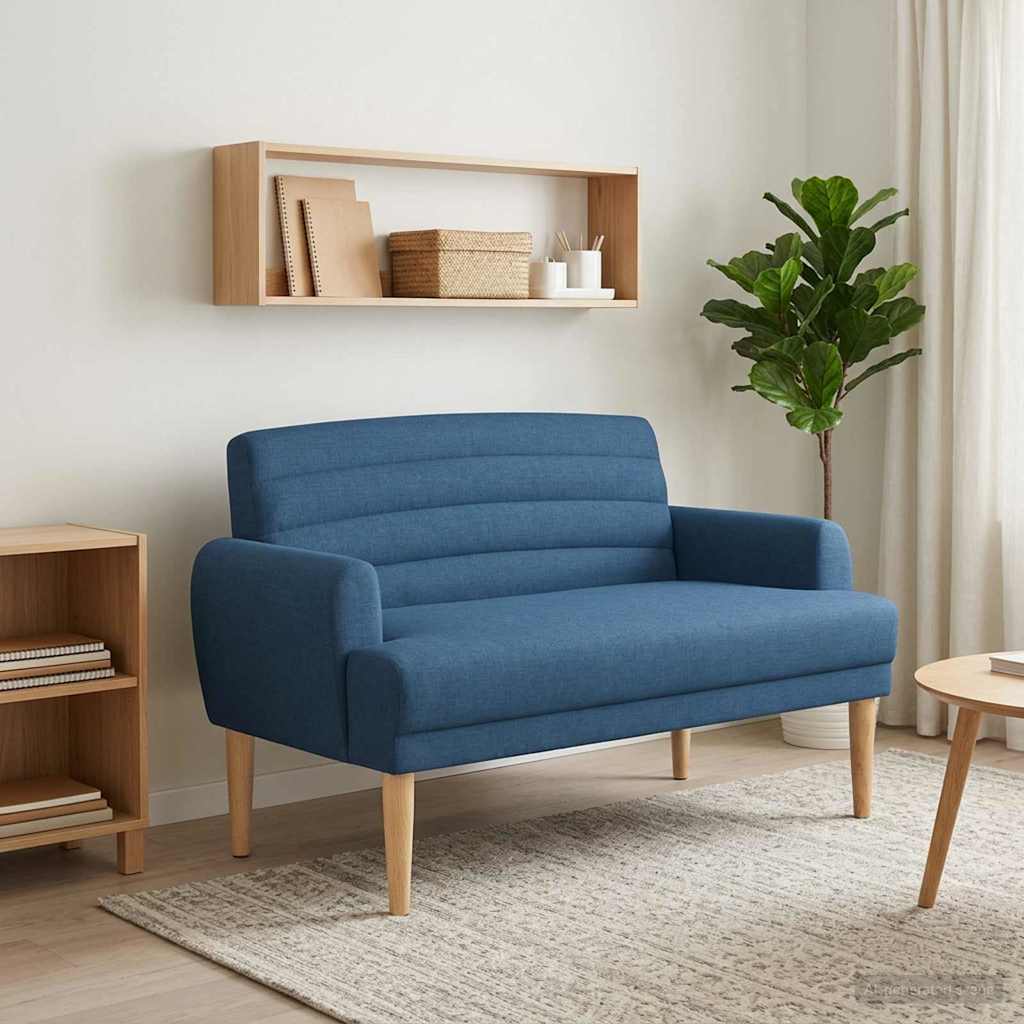 Love seat με κουμπιά Μπλε 116 x 67 x 80 εκ. Ύφασμα - Pakobazaar