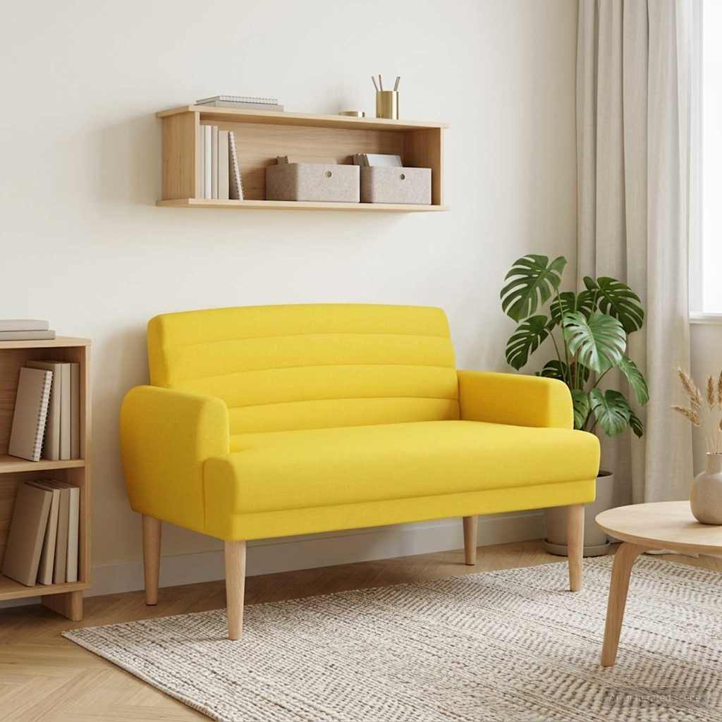 Love seat με κουμπιά Απαλό Κίτρινο 116 x 67 x 80 εκ. Ύφασμα - Pakobazaar