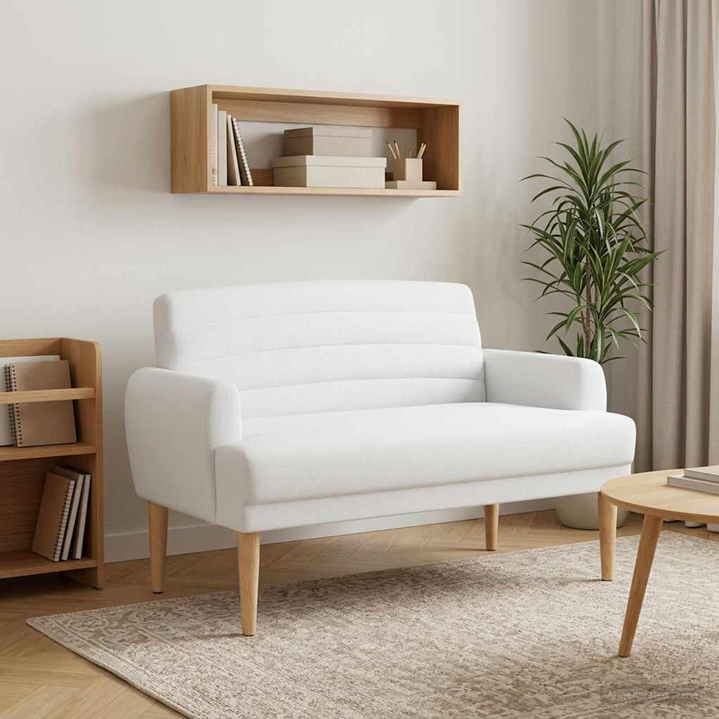 Love seat με κουμπιά Λευκό 116 x 67 x 80 εκ. Ύφασμα - Pakobazaar