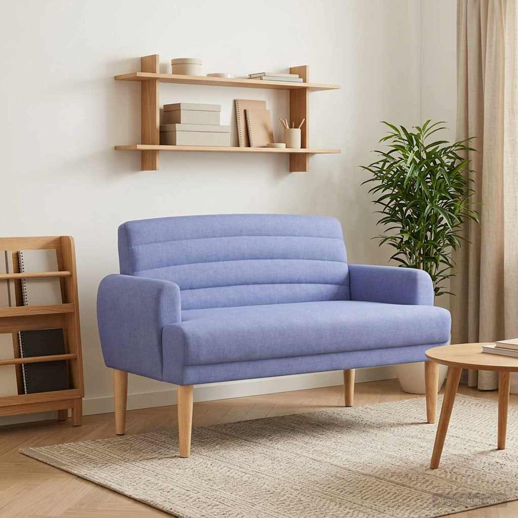 Love seat με κουμπιά Μπλε τζην 116 x 67 x 80 εκ. Ύφασμα - Pakobazaar