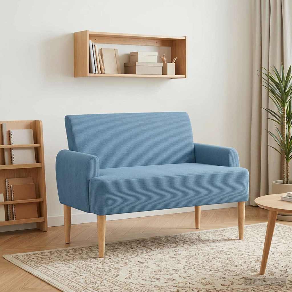 Love seat με κουμπιά Μπλε 116 x 67 x 81 εκ Υφασμάτινο Κορντουρά - Pakobazaar