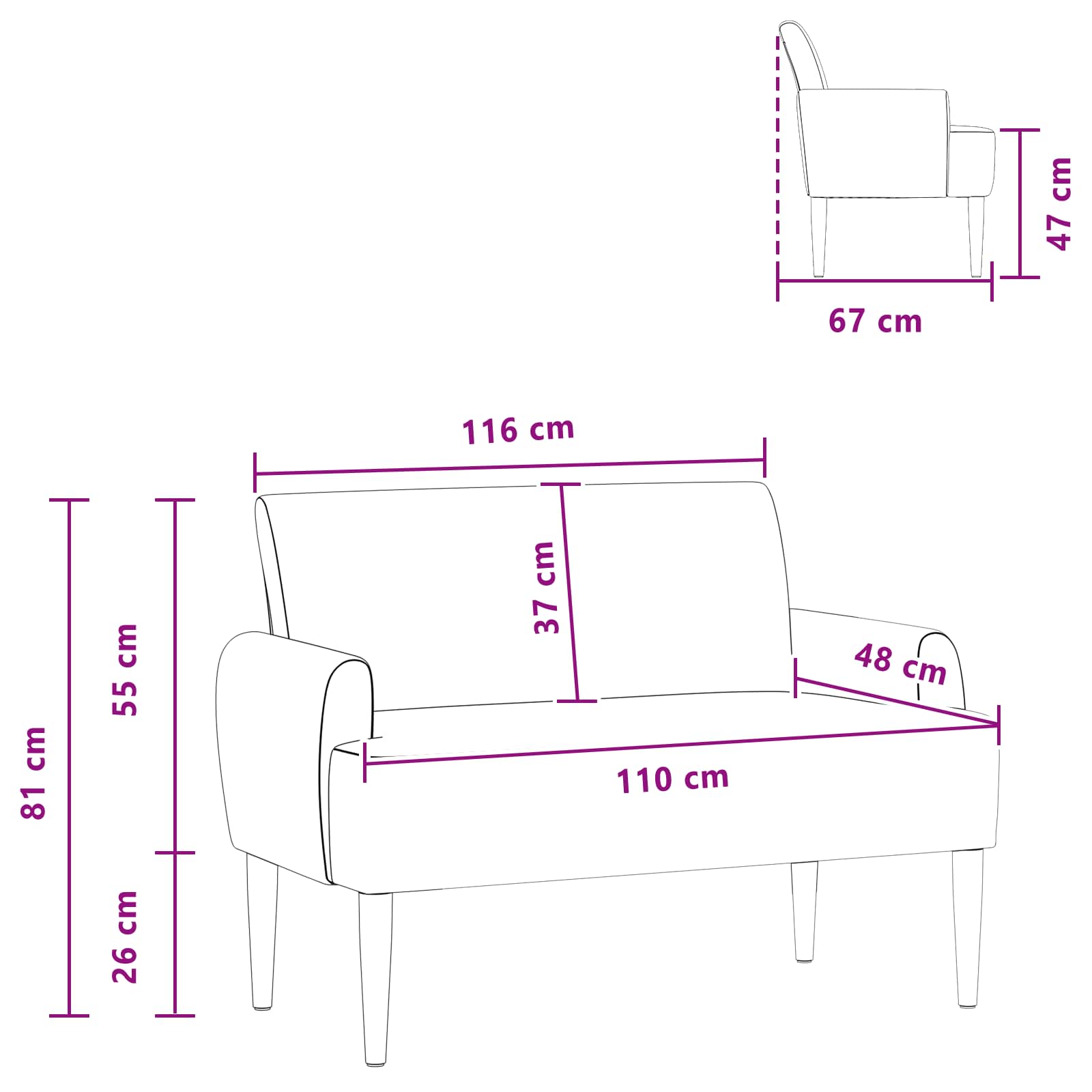 Love seat με κουμπιά Ανοιχτό Πράσινο Γκρι 116 x 67 x 81 εκ - Pakobazaar