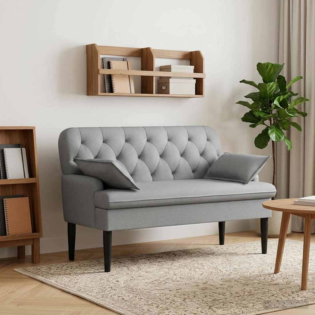 Love seat με κουμπιά Ανοιχτό γκρι 111 x 68 x 80 εκ. Ύφασμα - Pakobazaar