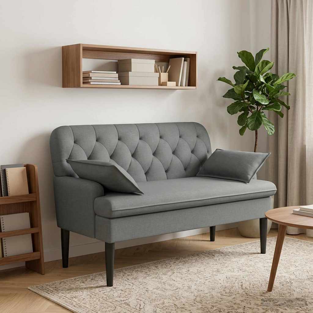 Love seat με κουμπιά Σκούρο Γκρι 111 x 68 x 80 εκ. Ύφασμα - Pakobazaar