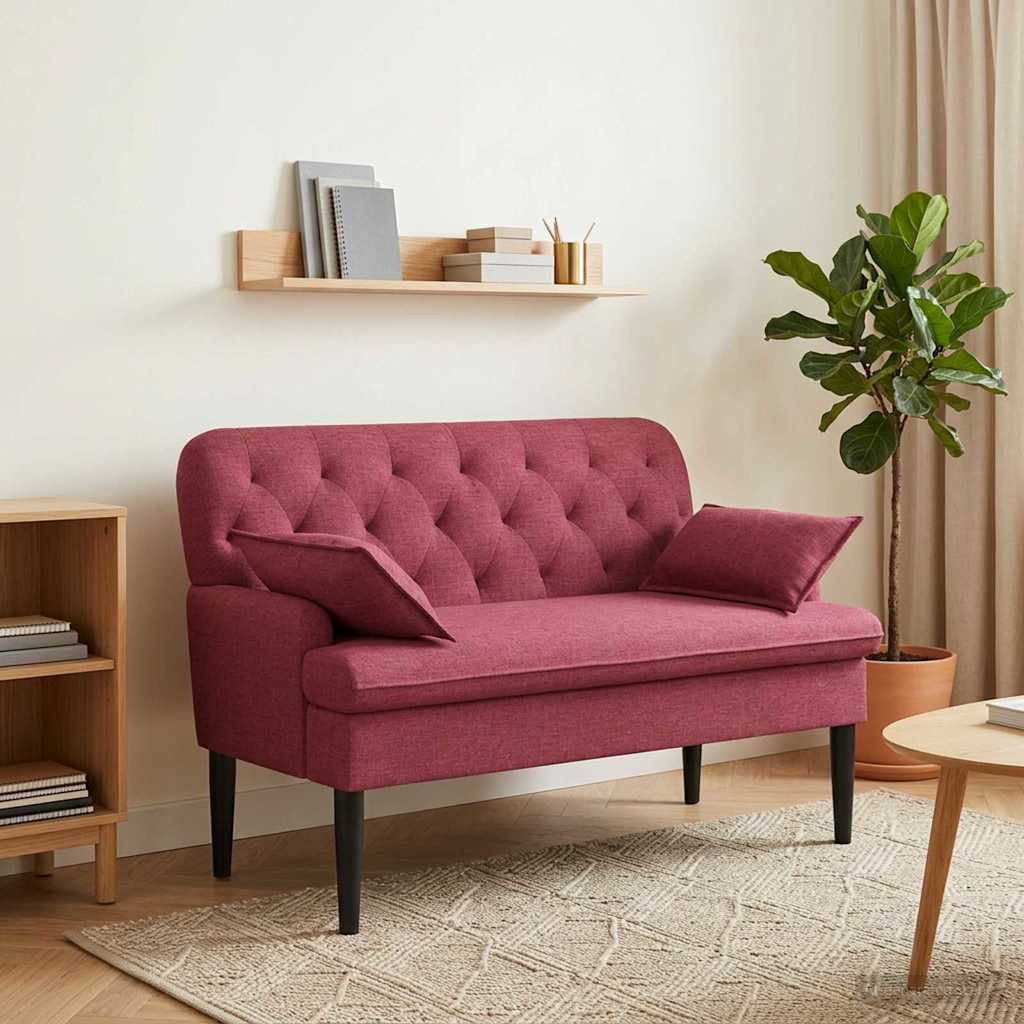 Love seat με κουμπιά Κόκκινο 111 x 68 x 80 εκ. Ύφασμα - Pakobazaar