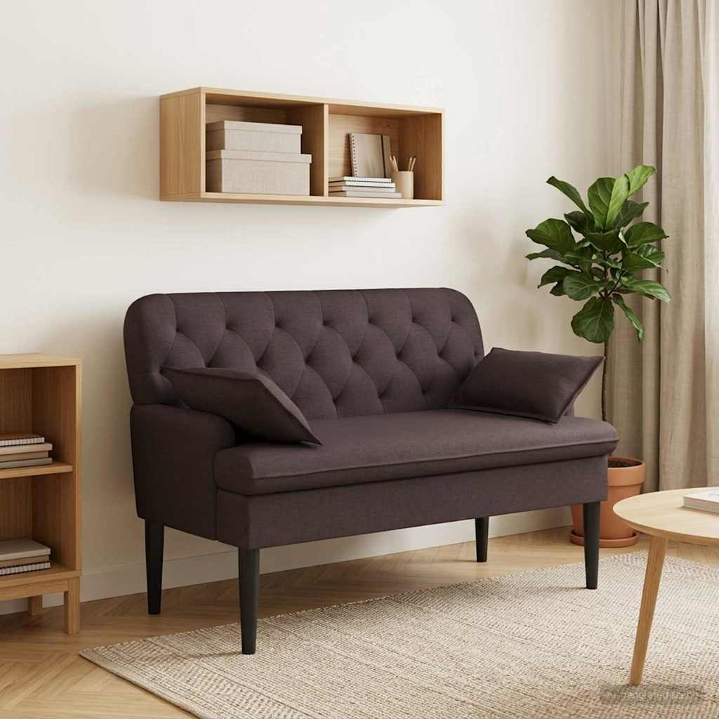 Love seat με κουμπιά Σκούρο Καφέ 111 x 68 x 80 εκ. Ύφασμα - Pakobazaar