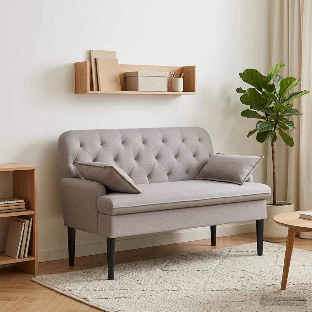 Love seat με κουμπιά Taupe 111 x 68 x 80 εκ. Ύφασμα - Pakobazaar
