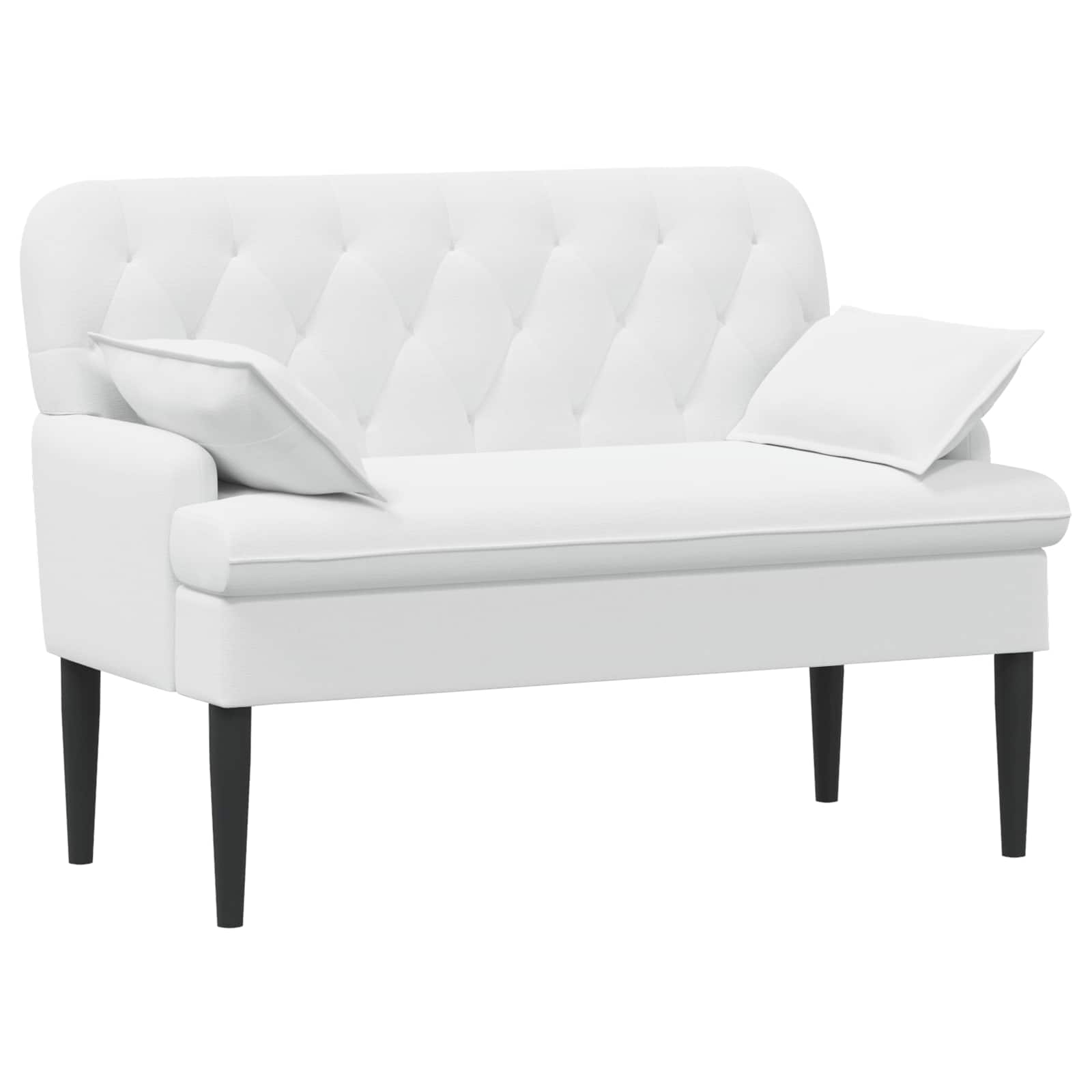 Love seat με κουμπιά Λευκό 111 x 68 x 80 εκ. Ύφασμα