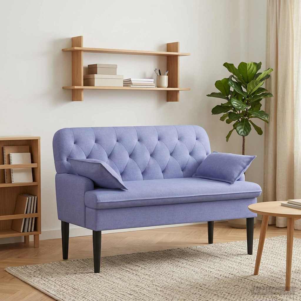 Love seat με κουμπιά Μπλε τζην 111 x 68 x 80 εκ. Ύφασμα