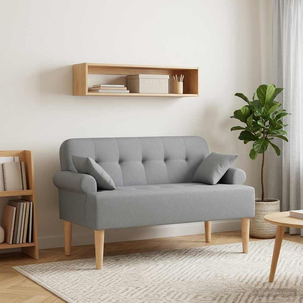 Love seat με κουμπιά Ανοιχτό γκρι 120 x 65 x 79 εκ Ύφασμα - Pakobazaar