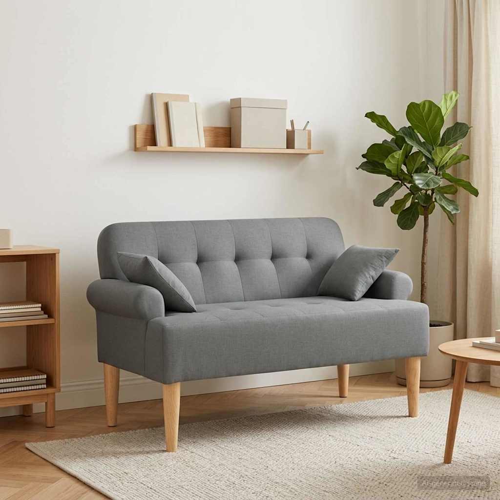 Love seat με κουμπιά Σκούρο Γκρι 120 x 65 x 79 εκ Ύφασμα