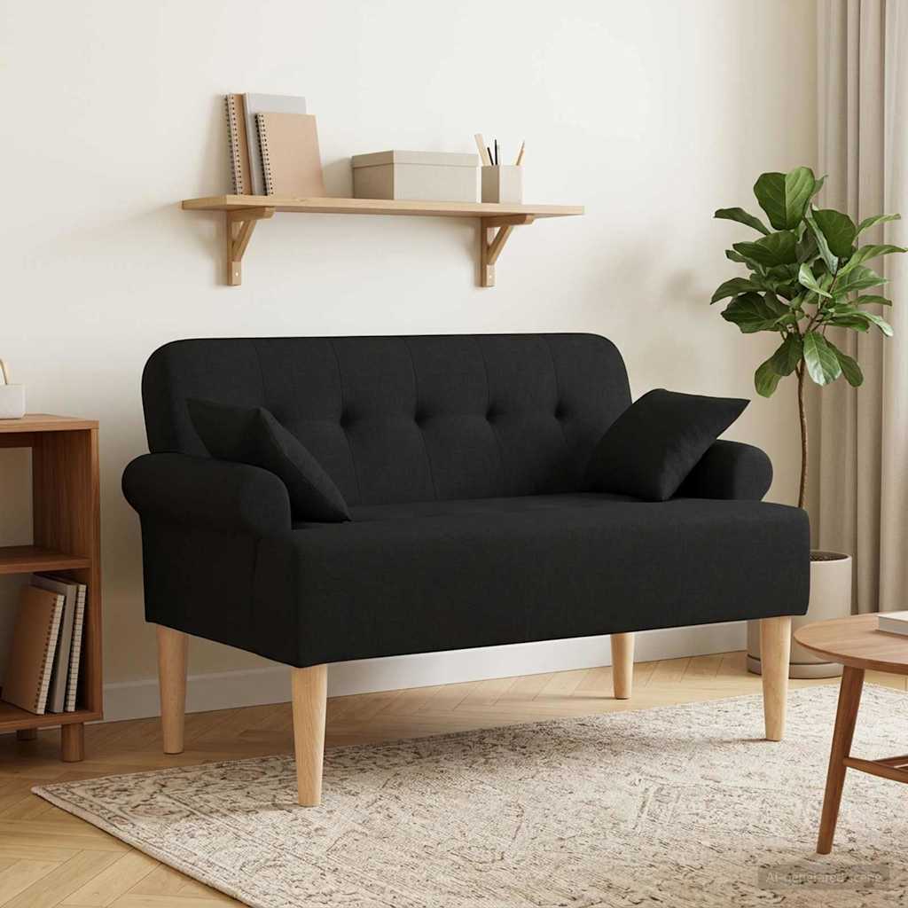 Love seat με κουμπιά Μαύρο 120 x 65 x 79 εκ Ύφασμα - Pakobazaar