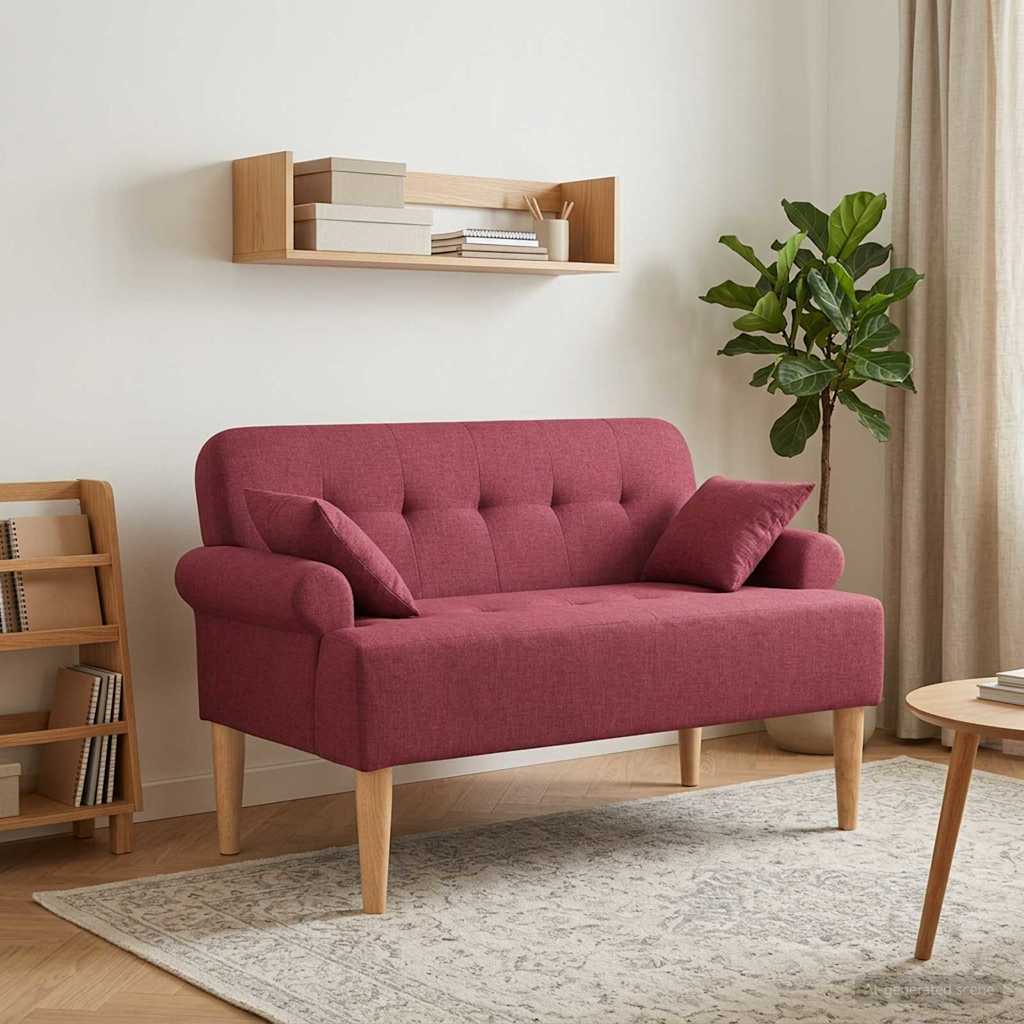Love seat με κουμπιά Κόκκινο 120 x 65 x 79 εκ Ύφασμα - Pakobazaar