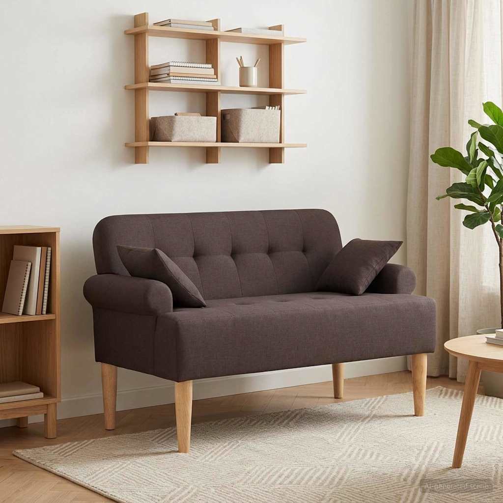 Love seat με κουμπιά Σκούρο Καφέ 120 x 65 x 79 εκ Ύφασμα - Pakobazaar