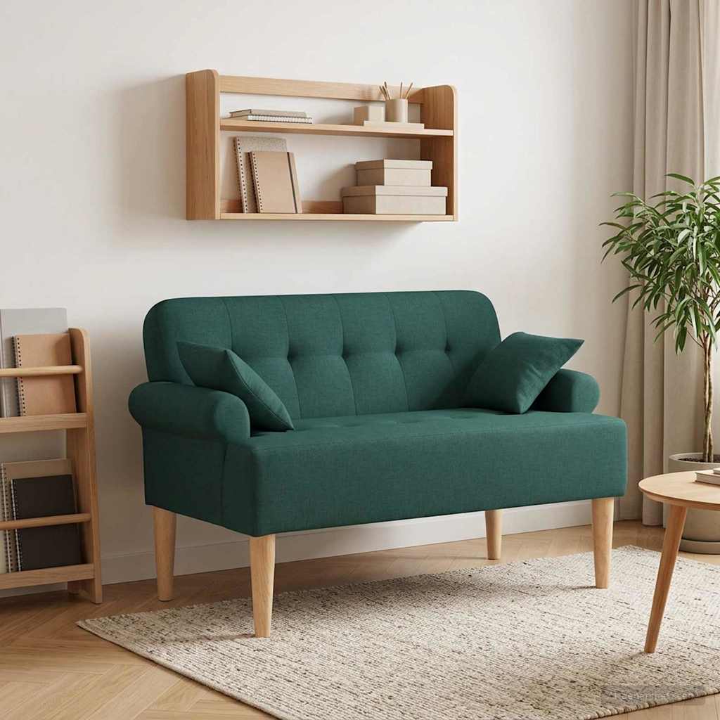 Love seat με κουμπιά Σκούρο Πράσινο 120 x 65 x 79 εκ Ύφασμα - Pakobazaar