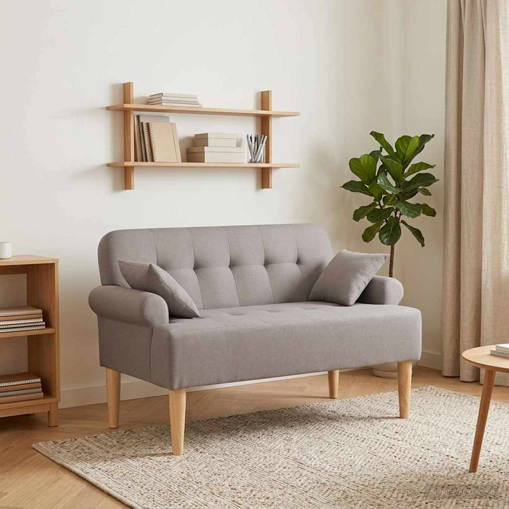 Love seat με κουμπιά Taupe 120 x 65 x 79 εκ Ύφασμα - Pakobazaar