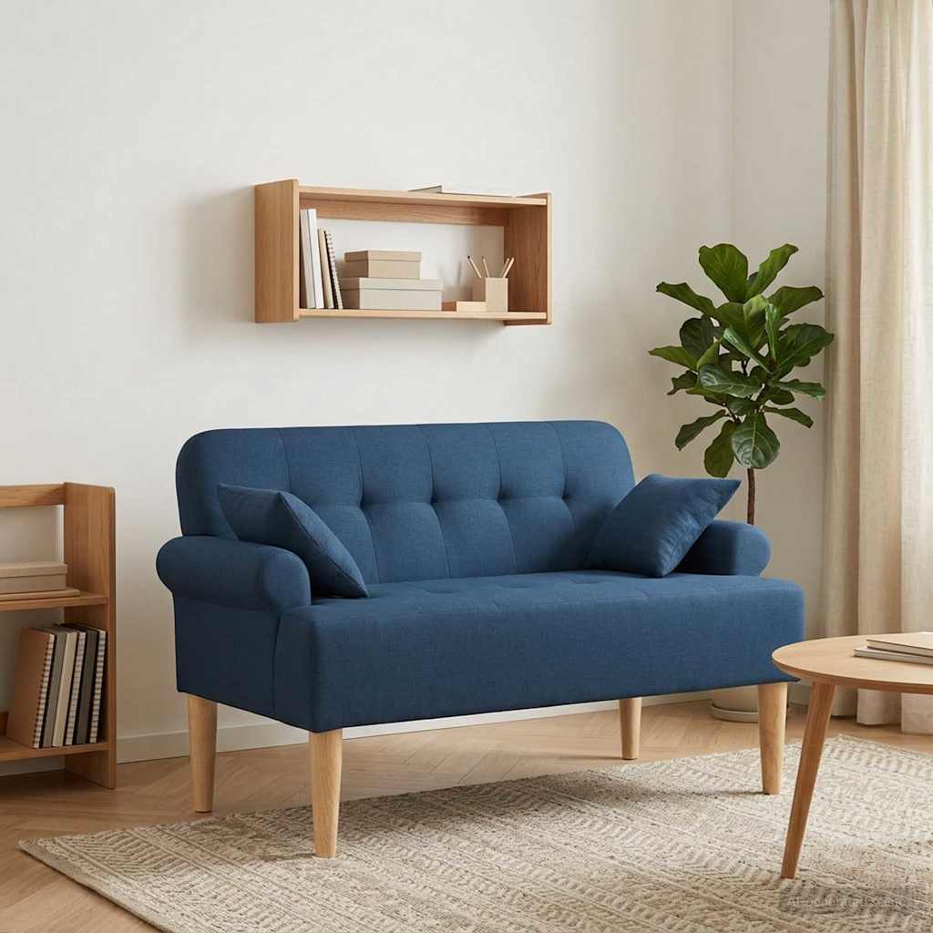 Love seat με κουμπιά Μπλε 120 x 65 x 79 εκ Ύφασμα - Pakobazaar