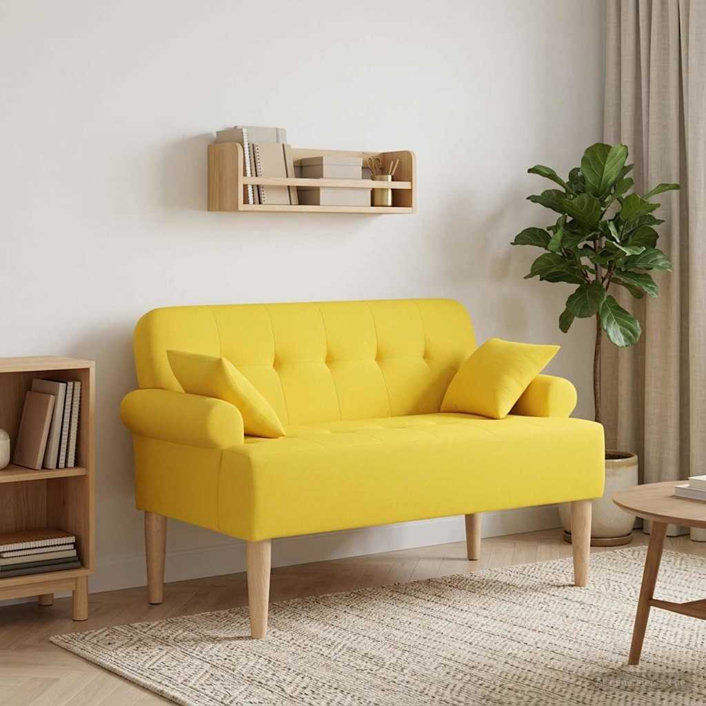 Love seat με κουμπιά Ανοιχτό Κίτρινο 120 x 65 x 79 εκ Ύφασμα - Pakobazaar