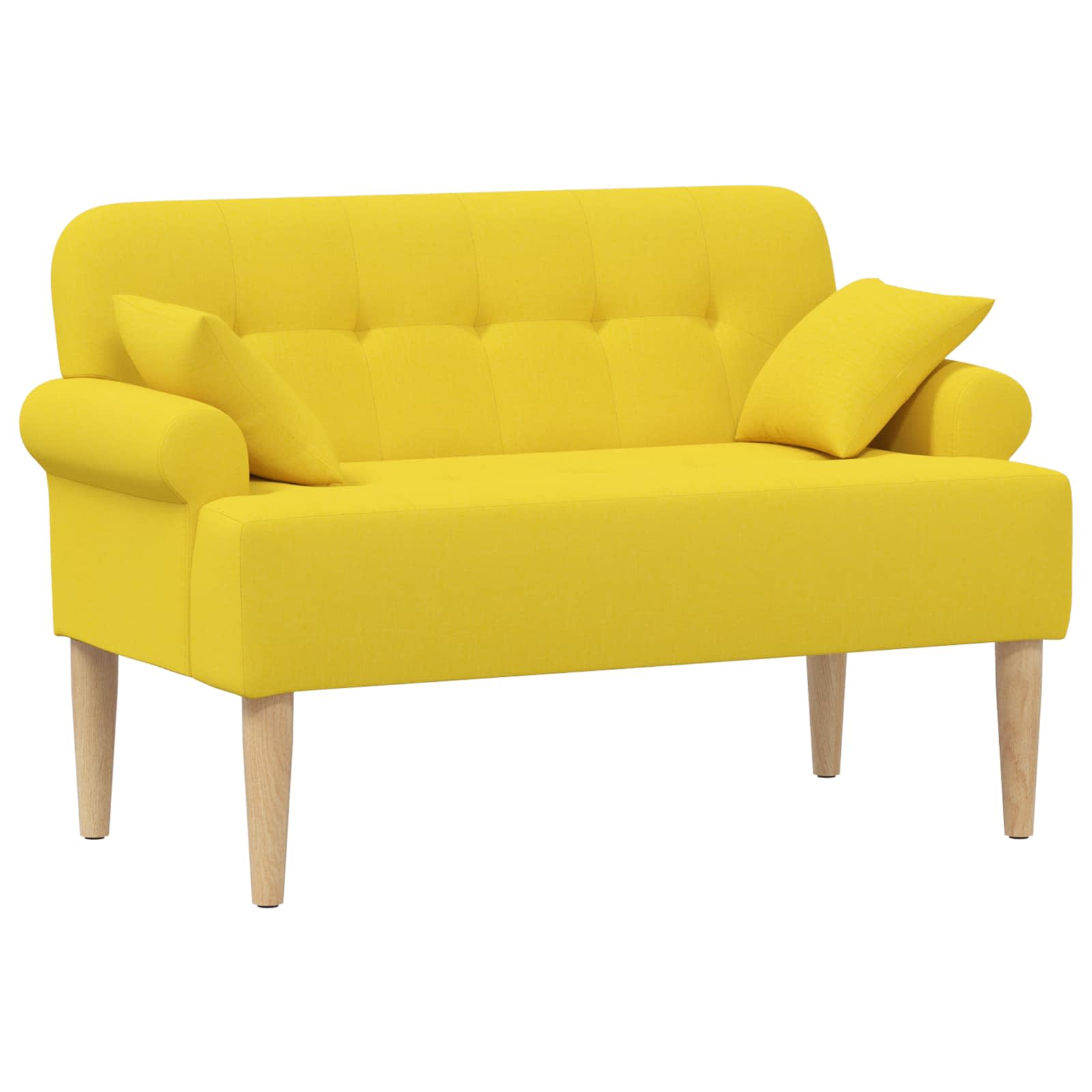 Love seat με κουμπιά Ανοιχτό Κίτρινο 120 x 65 x 79 εκ Ύφασμα - Pakobazaar