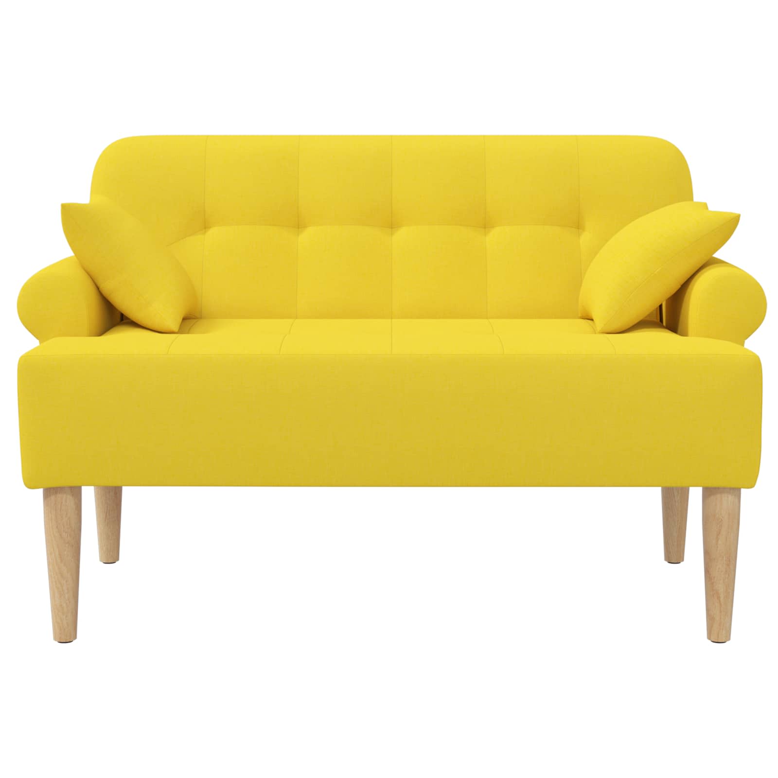 Love seat με κουμπιά Ανοιχτό Κίτρινο 120 x 65 x 79 εκ Ύφασμα - Pakobazaar