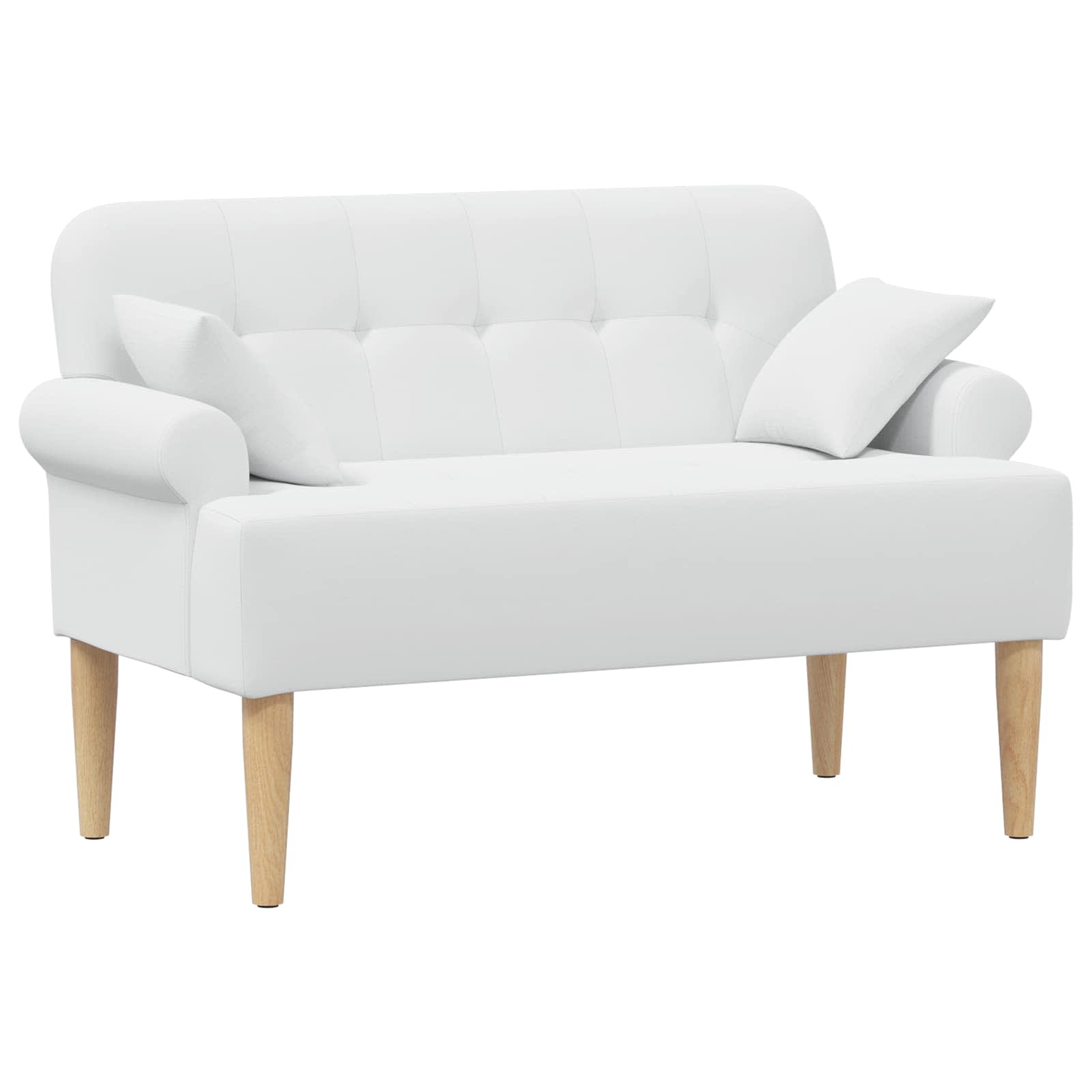 Love seat με κουμπιά Λευκό 120 x 65 x 79 εκ Ύφασμα - Pakobazaar