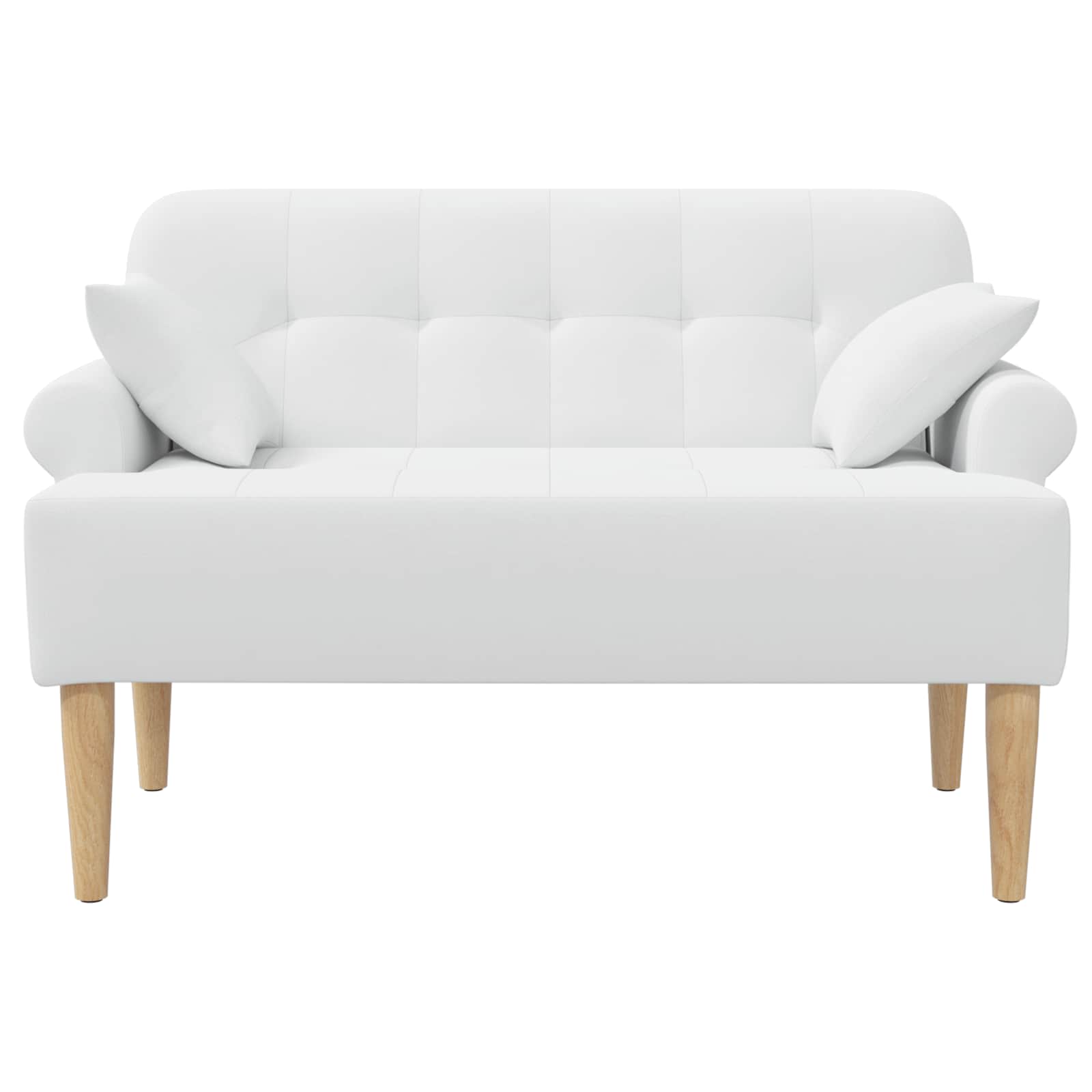 Love seat με κουμπιά Λευκό 120 x 65 x 79 εκ Ύφασμα - Pakobazaar