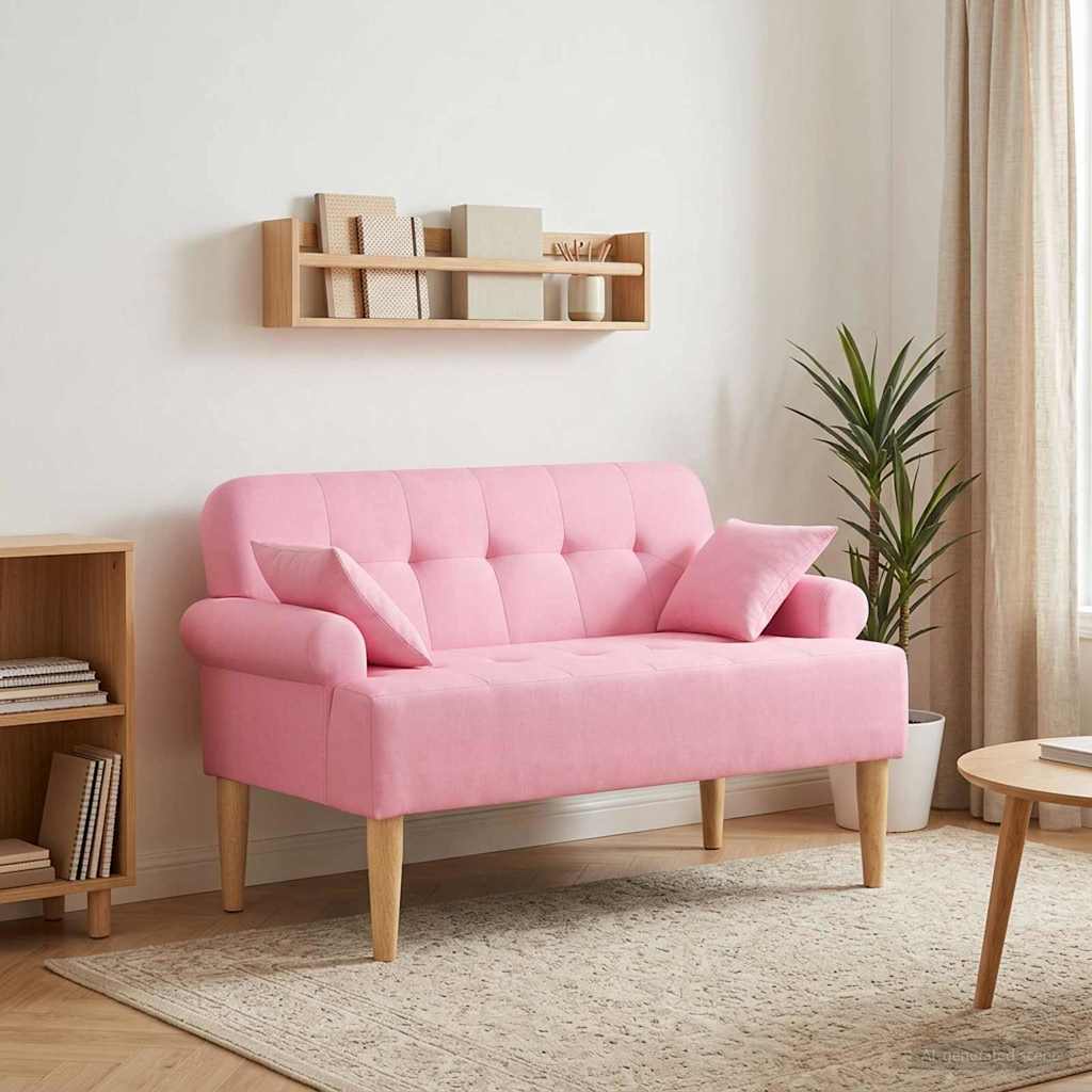 Love seat με κουμπιά Ροζ 120 x 65 x 79 εκ Ύφασμα - Pakobazaar
