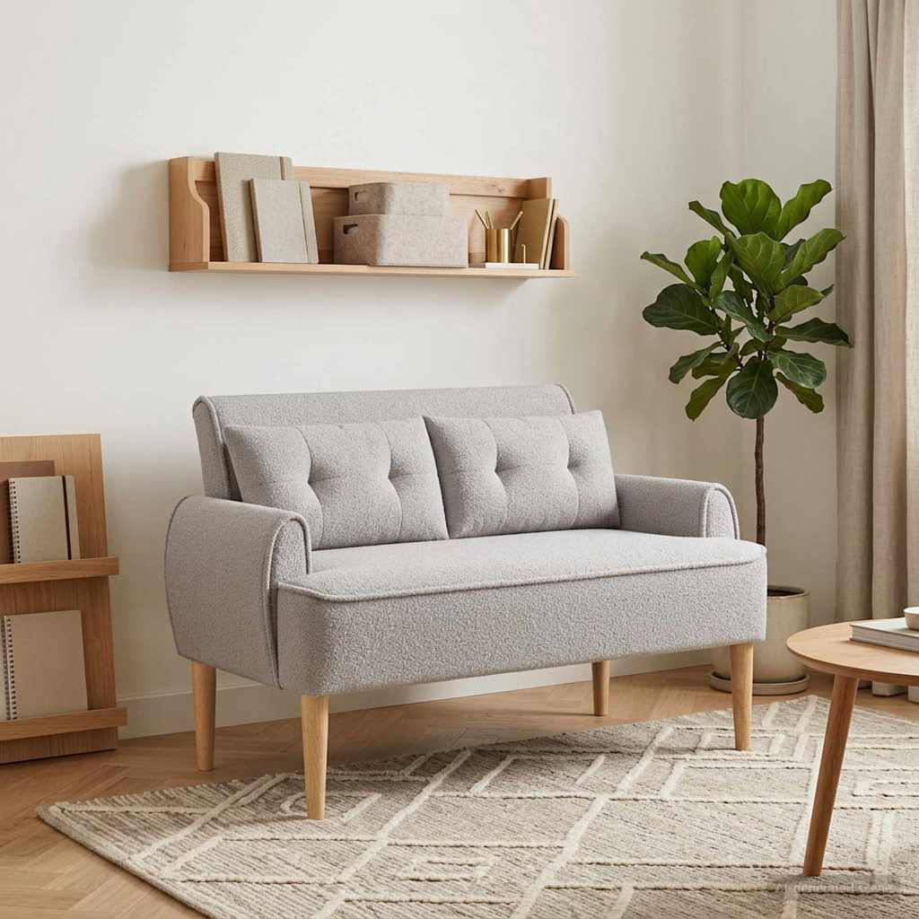 Love seat με κουμπιά Ανοιχτό γκρι 117 x 67 x 77 εκ. Μπουκλέ - Pakobazaar