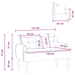 Love seat με κουμπιά Ανοιχτό γκρι 117 x 67 x 77 εκ. Μπουκλέ - Pakobazaar