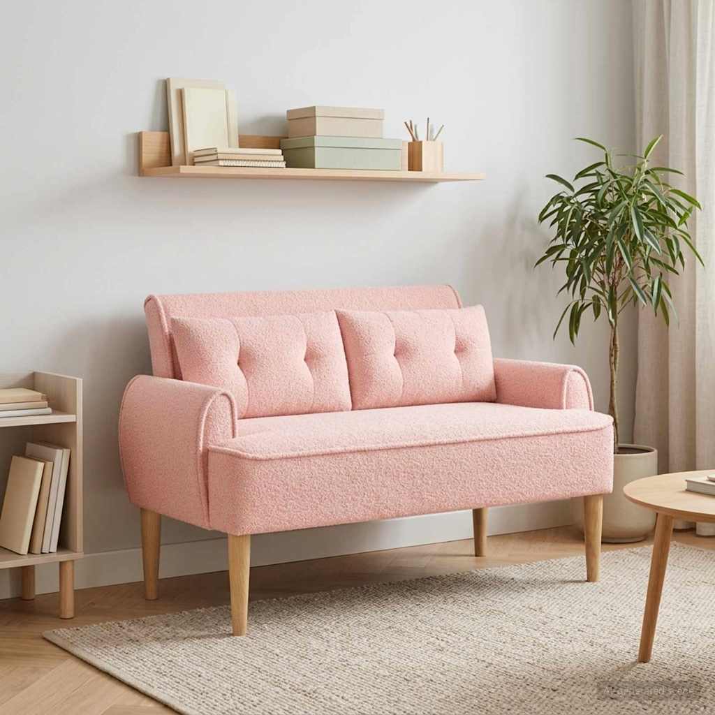Love seat με κουμπιά Ροζ 117 x 67 x 77 εκ. Μπουκλέ