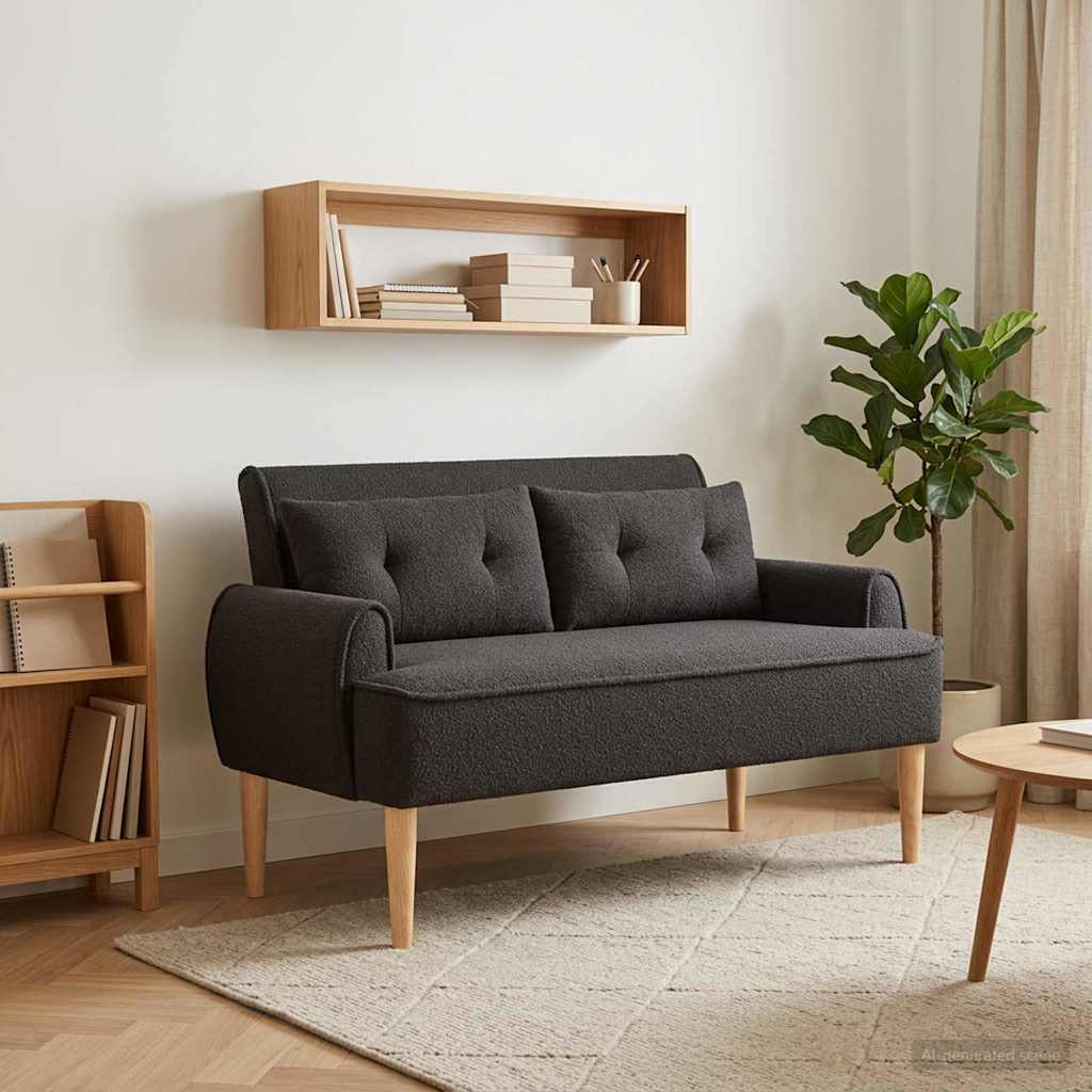 Love seat με κουμπιά Μαύρο 117 x 67 x 77 εκ. Μπουκλέ - Pakobazaar