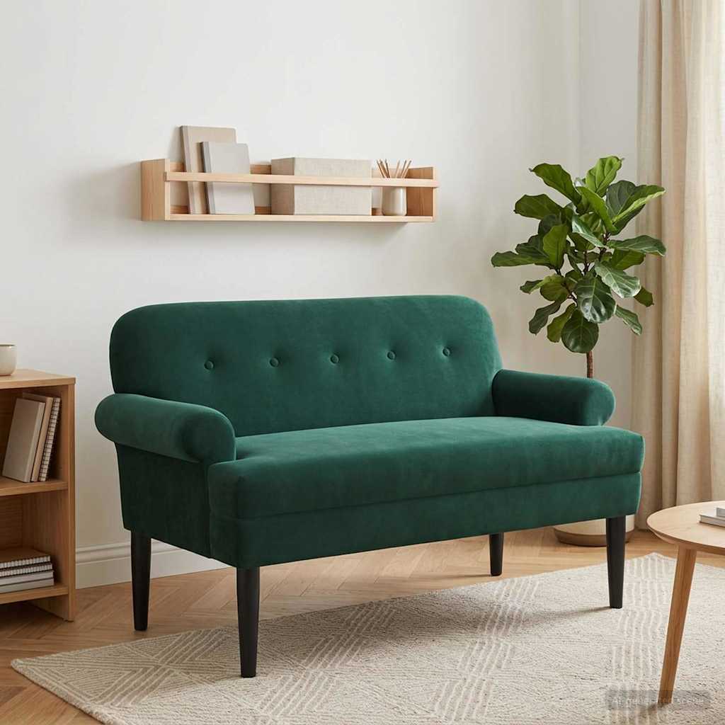 Love seat με κουμπιά Σκούρο Πράσινο 120 x 66 x 78 εκ. Βελούδο - Pakobazaar