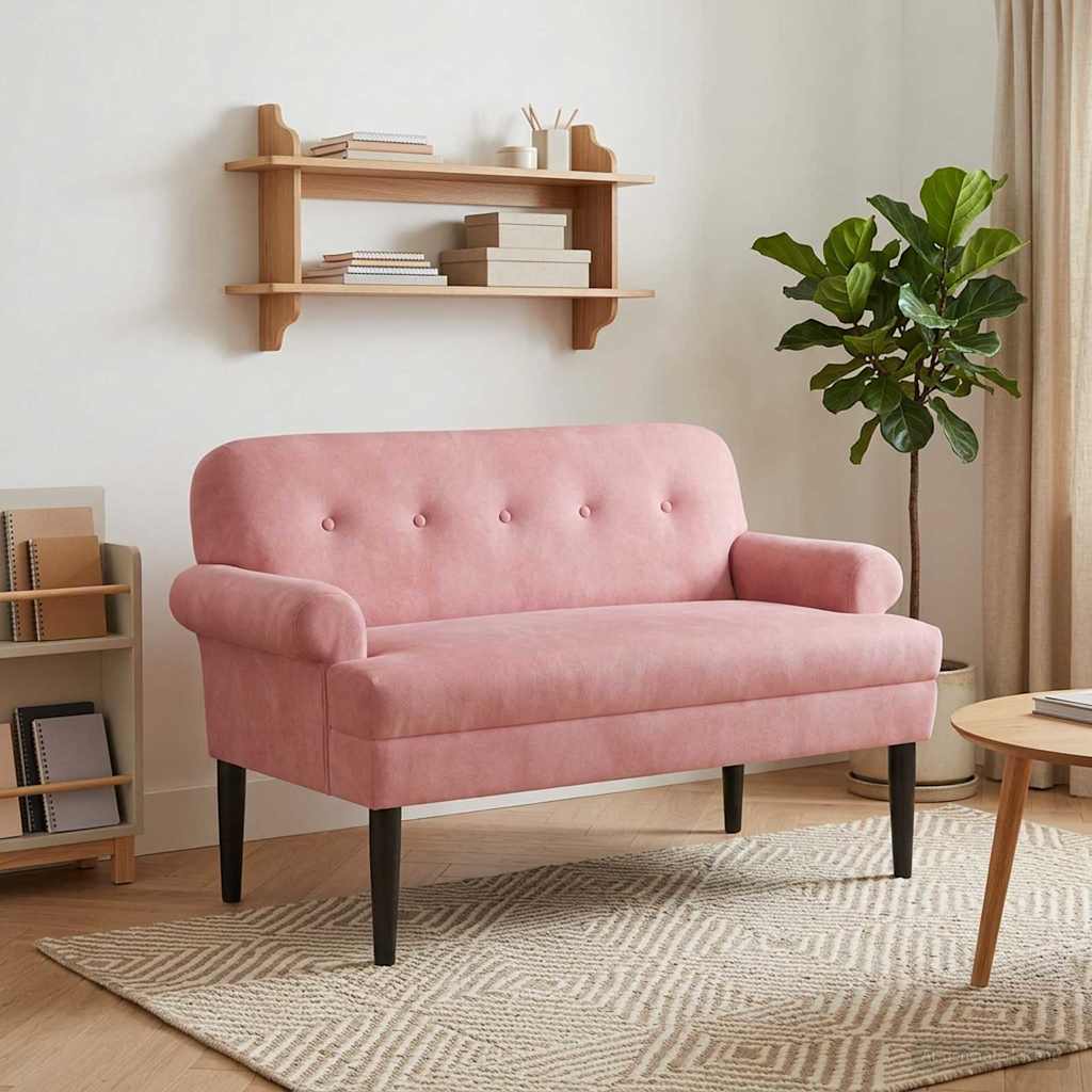 Love seat με κουμπιά Ροζ 120 x 66 x 78 εκ. Βελούδο - Pakobazaar