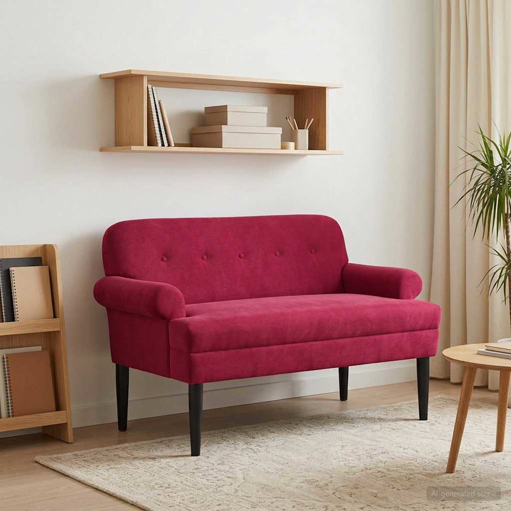 Love seat με κουμπιά Κόκκινο 120 x 66 x 78 εκ. Βελούδο - Pakobazaar