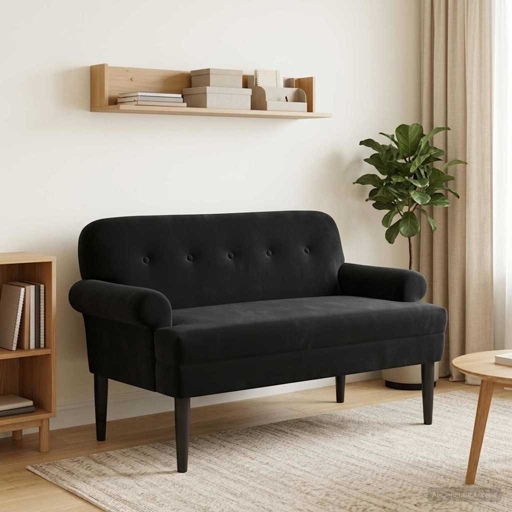 Love seat με κουμπιά Μαύρο 120 x 66 x 78 εκ. Βελούδο - Pakobazaar
