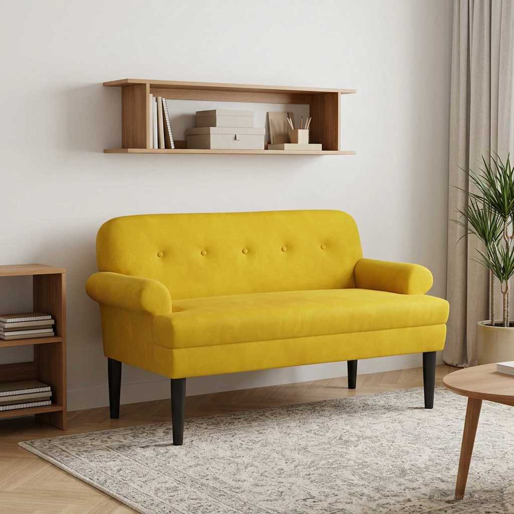 Love seat με κουμπιά Κίτρινο 120 x 66 x 78 εκ. Βελούδο - Pakobazaar