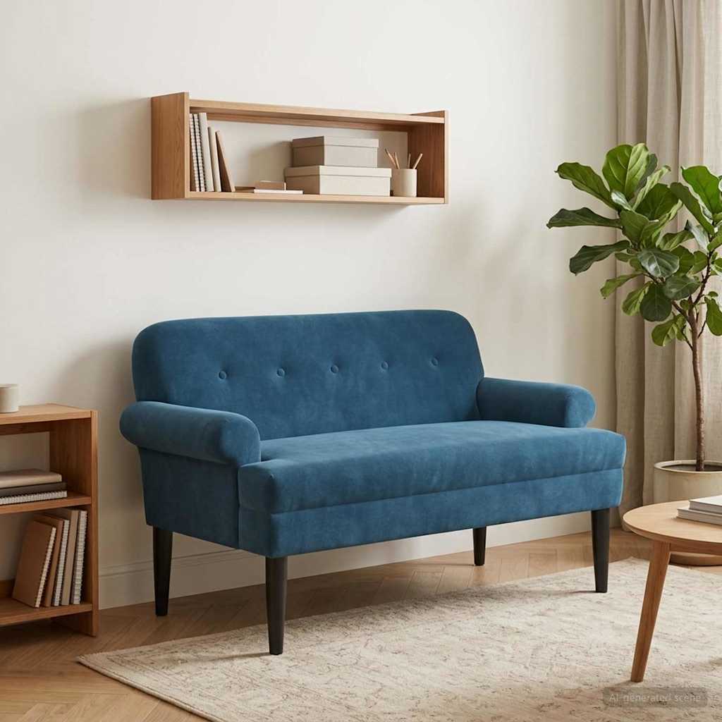 Love seat με κουμπιά Μπλε 120 x 66 x 78 εκ. Βελούδο - Pakobazaar