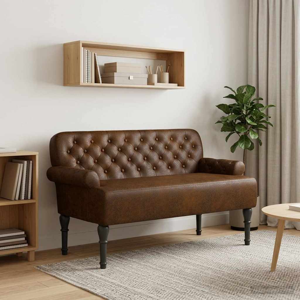 Love seat με κουμπιά Καφέ 120 x 65 x 78 εκ - Pakobazaar